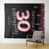 30. Geburtstag Modernes rosa Foto Hintergrund Wandteppich (Beispiel (Horizontal))