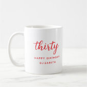 30. Geburtstag Modernes rotes personalisiertes Ges Kaffeetasse (Links)