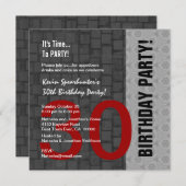 30. Geburtstag Modernes Rotes Silberschwarz D418 Einladung (Vorne/Hinten)