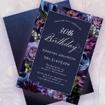 30. Geburtstag Moody Lila Blume Einladung<br><div class="desc">Moody-lila Blumen schaffen eine üppige Grenze zu dieser Party Einladung aus dem 30. Jahrhundert. Pop aus staubblauen und elfenbeinweißen Farbtönen ergänzen das Blumenmotiv. Ein dunkler Hintergrund fügt der Stimmung hinzu und macht den Pop mit weißem Text. Traditionelle Kalligraphie-Skripte verleihen ihm ein elegantes Ambiente. Mit Ausnahme des Wortes Geburtstag ist der...</div>
