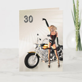 30. Geburtstag, Motorrad und Mädchen Karte