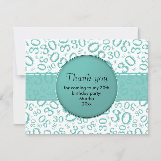 30. Geburtstag: Muster Aquamarin/weiß (Vorderseite)