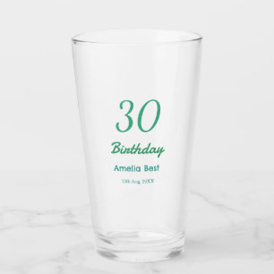 30. GEBURTSTAG NAME DATUM FETT RETRO türkisfarben  Glas