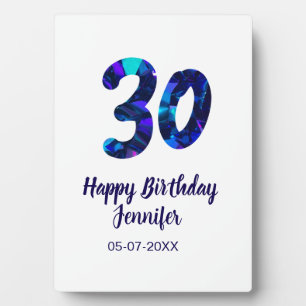 30. Geburtstag Name Datum Jahr blau funkelnd Fotoplatte