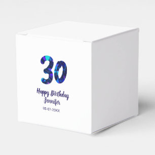 30. Geburtstag Name Datum Jahr blau funkelnd Geschenkschachtel