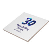 30. Geburtstag Name Datum Jahr blau glänzend Fliese (Seite)
