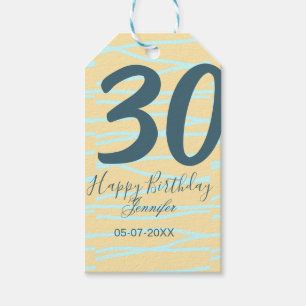 30. Geburtstag Name Datum Jahr gelb blau Paste Geschenkanhänger