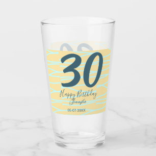 30. Geburtstag Name Datum Jahr gelb blau Paste Glas