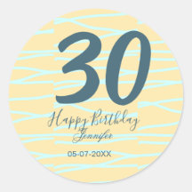 30. Geburtstag Name Datum Jahr gelb blau Paste