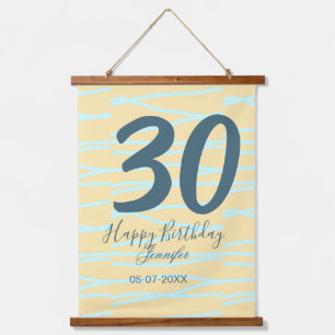 30. Geburtstag Name Datum Jahr gelb blau Paste Wandteppich Mit Holzrahmen