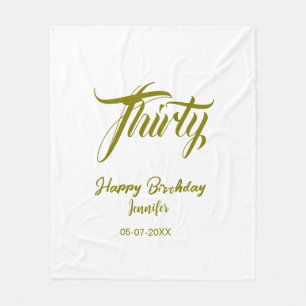 30. Geburtstag Name Datum Jahr Gold Vorlage thi Fleecedecke