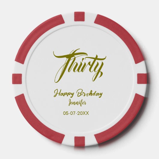 30. Geburtstag Name Datum Jahr Gold Vorlage thi Pokerchips (Vorderseite)
