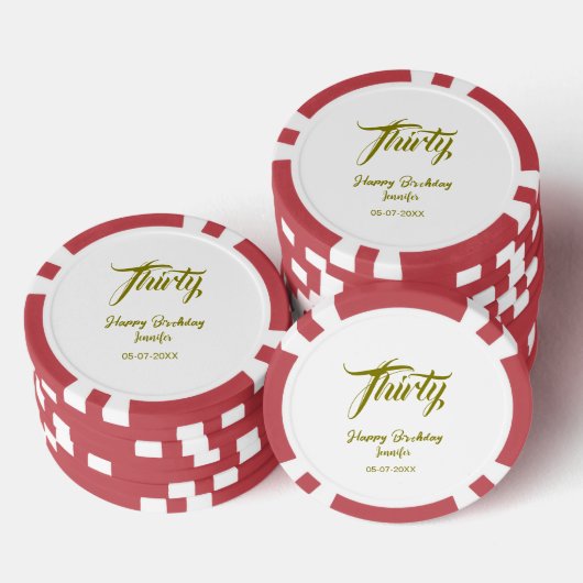 30. Geburtstag Name Datum Jahr Gold Vorlage thi Pokerchips (Stapel)