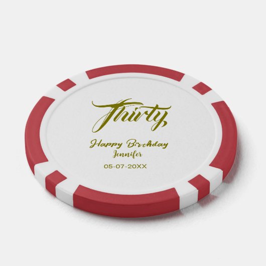 30. Geburtstag Name Datum Jahr Gold Vorlage thi Pokerchips (Einzeln)