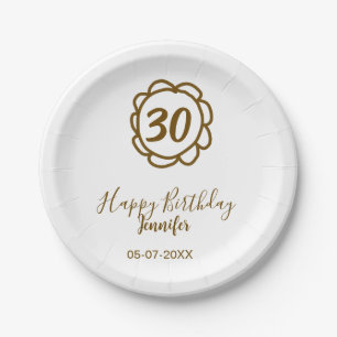 30. Geburtstag Name Datum Jahr Golden Blume tex Pappteller