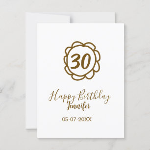 30. Geburtstag Name Datum Jahr Golden Blume tex Postkarte