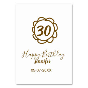 30. Geburtstag Name Datum Jahr Golden Blume tex Tischnummer