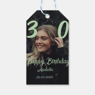 30. Geburtstag Name Datum Jahr grün Pastell fett Geschenkanhänger