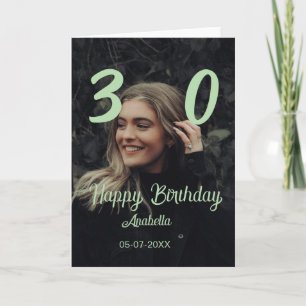 30. Geburtstag Name Datum Jahr grün Pastell fett Karte