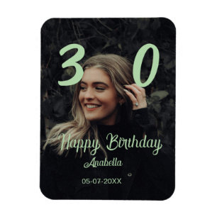 30. Geburtstag Name Datum Jahr grün Pastell fett Magnet