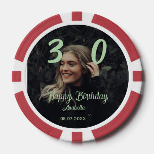 30. Geburtstag Name Datum Jahr grün Pastell fett Pokerchips