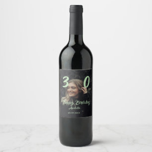 30. Geburtstag Name Datum Jahr grün Pastell fett Weinetikett
