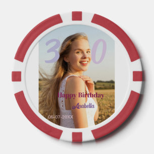 30. Geburtstag Name Datum Jahr PURPUR PINK FETT Pokerchips