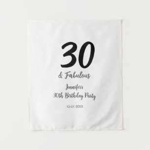 30. Geburtstag Name Datum Jahr schwarz  Wandteppich