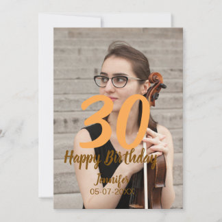 30. Geburtstag Name Datum Jahr weiß Foto Einladung