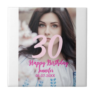 30. Geburtstag Name Datum Jahr weiß Foto Fliese