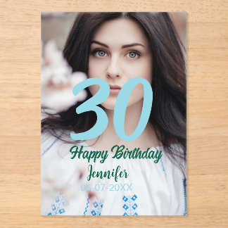 30. Geburtstag Name Datum Jahr weißes Foto Acryleinladungen