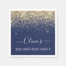 30. Geburtstag Navy Blue Gold Glitzer jedes Alter Serviette