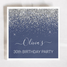 30. Geburtstag Navy Blue Silver Glitzer jedes Alte Serviette