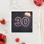 30. Geburtstag Neon Sign auf Black Napkins Serviette (Beispiel)