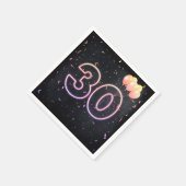 30. Geburtstag Neon Sign auf Black Napkins Serviette (Ecke)