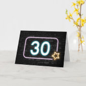 30. Geburtstag Neon Sign On Brick Karte (Gelbe Blume)