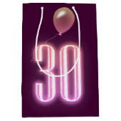 30. Geburtstag Neon Sign und Balloon Mittlere Geschenktüte (Vorderseite)