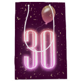 30. Geburtstag Neon Sign und Confetti Mittlere Geschenktüte (Vorderseite)