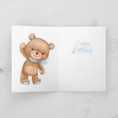 30. Geburtstag niedliche blaue Ballons Teddy-Karte Karte (Innenseite)