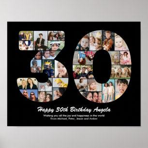 30. Geburtstag Nummer 30 Fotocollage Geschenk Poster