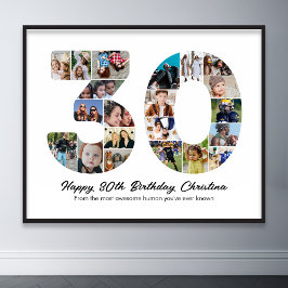 30. Geburtstag Nummer 30 Fotocollage Jahrestag Poster