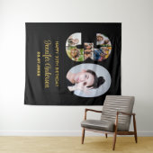 30. Geburtstag Nummer 30 FotoCollage Modernes Schw Wandteppich (Beispiel (Horizontal))