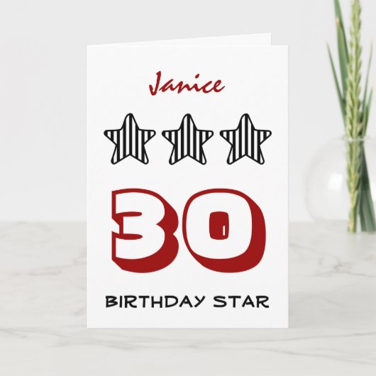 30. Geburtstag oder JEDES ALTER Individuelle Name Karte (Vorderseite)