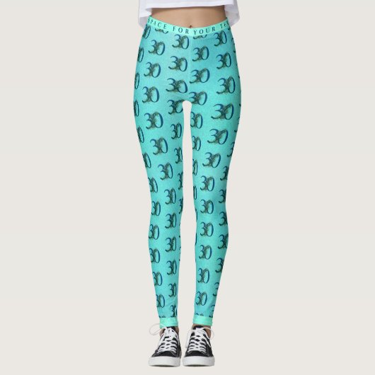 30. Geburtstag oder Jubiläum Pfauenmuster Leggings (Vorderseite)