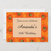 30. Geburtstag orange Blumenfeier Einladung (Vorderseite)