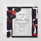 30. Geburtstag Party Animal Print Red Black Einladung (Vorderseite)