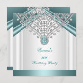 30. Geburtstag Party Aquamarin Blue White Diamonds Einladung (Vorne/Hinten)