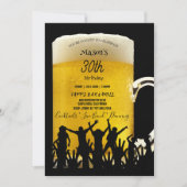30. Geburtstag Party Bier Tasse Tänzer Silhouette Einladung (Vorderseite)