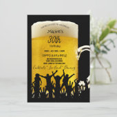 30. Geburtstag Party Bier Tasse Tänzer Silhouette Einladung (Stehend Vorderseite)