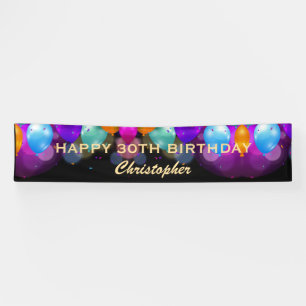 30. Geburtstag Party Black and Gold Balloons Banner